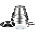 Produktbild: Tefal Ingenio Preference On 13-teiliges Set (Pfannenset + Topfset, Bratpfanne, Stielkasserolle, Kochtopf, Wok Pfanne, Edelstahl) (L9749432)