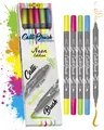 Produktbild: Brush-Pen Set Calli.Brush NEON I 5 Double-Tip Pinselstifte mit Kalligrafie-Sp...