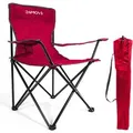 Produktbild: 24MOVE Campingstuhl Faltstuhl rot mit Getränkehalter und Tragetasche Outdoor faltbar max. 100kg
