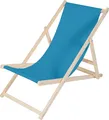 Produktbild: Mucola Strandstuhl klappbar Strandliege Holz Liegestuhl Gartenliege Sonnenliege Faltliege - Blau