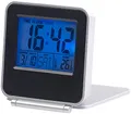 Produktbild: PEARL Digitalwecker: Kompakter Digital-Reisewecker mit Thermometer, Kalender und Timer (Reisewecker klappbar klein, Mini LED Uhr mit Batterie, Digitaler)
