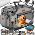 Produktbild: Lovpet Tiertransportbox bis 7 kg, Hundebox Hundetransportbox faltbar Inkl.Hundenapf Transport grau XL | 58.4 cm x 58.4 cm x 81.3 cm
