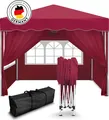 Produktbild: Kronenburg Faltpavillon 3x3m - Wasserfest, UV-Schutz 50+, 4 Seitenteile, rot