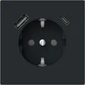 Produktbild: Busch-Jaeger 20 EUCB2USBAC-45M SCHUKO USB-Steckdosen-Einsatz Safety+, art linear, USB A/C, schwarz matt (2CKA002011A6322)