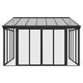 Produktbild: Juskys Wintergarten 12 m² - mit kristallklaren Wänden, Doppel-Schiebetüren & UV-Schutz - wasserdicht & winterfeste Überdachung aus Aluminium - Grau