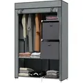 Produktbild: Homcom Kleiderschrank Stoffschrank Mit Schubladen, Kleiderstange Und Reißverschluss, Stoffkleiderschrank Faltschrank Für Schlafzimmer, Ankleidezimmer, 102 X 42,5 X 162,5 Cm, Dunkelgrau