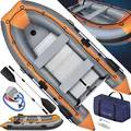Produktbild: KESSER® Schlauchboot 3,20 m für 4 Personen - Wave Motor geeignet Freizeitboot Paddelboot Motorboot Angelboot - mit 2 Sitzbänken - Alu-Boden Paddel Pumpe Reparaturset & Tasche aufblasbar PVC, Grau