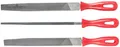 Produktbild: Werkzeyt Feilensatz 3-teilig - Geeignet für sämtliche Metalle - 200 mm Feilenlänge - Kunststoff-Griffe - Hochwertige Carbonklingen / Rundfeile / Halbrundpfeile / Flachstumpffeile / CPT966903