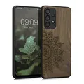 Produktbild: kwmobile Hülle kompatibel mit Samsung Galaxy A33 5G Hülle - Holz Case - Handy Cover - TPU Handyhülle in Dunkelbraun Aufgehende Sonne
