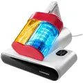 Produktbild: CLEANmaxx Matratzenreinigungsgerät Milbensauger Rotation mit UV-C-Licht & HEPA-Filter für Allergiker, 400 W, beutellos, Handstaubsauger für Matratzen, Ultraschall- & Wärmefunktion rot|weiß