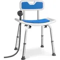 Produktbild: Vounot® Duschstuhl Mit Rückenlehne, Ergonomischer Duschhocker Für Senioren, Höhenverstellbar 70–83cm, Blau