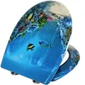 Produktbild: 22 Wc Sitz Toilettensitz Aus Duroplast, Mit Abesenkautomatik, Fast Fix, Edelstahlscharniere, Deco Design, Goldfisch Blau - Woltu