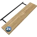 Produktbild: Casaria 2x Wandregal Eiche mit Halterung 110cm Schwebend