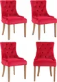 Produktbild: CLP 4er Set Esszimmerstuhl Aberdeen Samt Antikes Design mit Gestell aus Kautschukho,rot antik-hell