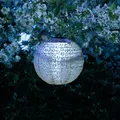 Produktbild: LED Solar Lampion - mit Blumenmuster - warmweiße LED - H: 25cm - D: 25cm - Lichtsensor - blau