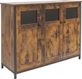 Produktbild: Relaxdays Küchenschrank mit Glastüren, HBT: 75 x 100 x 35 cm, 6 Fächer, Sideboard Küche, Industrial, dunkelbraun/schwarz