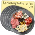 Produktbild: Praknu Schieferplatte Rund 30 cm - 6er Set - Zum Servieren und als Deko - Echter Naturschiefer - Rutschfest