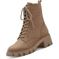 Produktbild: Tamaris Damen Stiefeletten/ Combat Boots/ Schnürstiefeletten Hellbraun Leder-Synthetik-Mix Größe: 38 - Beige - 38