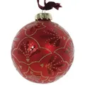 Produktbild: Decoris® Weihnachtskugel Rot mit goldfarbenen Ornamenten Ø 8 cm - Glas