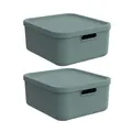 Produktbild: Rotho Albula light 2er-Set Aufbewahrungsbox 20l mit Deckel, Kunststoff, grün