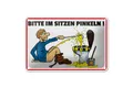 Produktbild: Femer GmbH Metallschild Hinweis 18x12cm Bitte Sitzen pinkeln Mann auf Boden Schild, (1 St), gewölbte Oberfläche, abgerundete Ecken, umgeschlagene Kanten