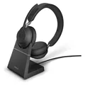 Produktbild: Jabra Headset Evolve2 65 Duo UC Schwarz, USB-A, Ladestation (Kabellos, USB-A) (26599-989-989)