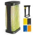 Produktbild: Hausfelder Ständer Gelber Sack mit Deckel Stabil - Müllsackständer 60l-120l mit Klappschwingdeckel, Sackhalter für Gelbe Säcke, 76 x 46 x 30 cm, Schwarz