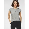 Produktbild: T-Shirt TAMARIS, Damen, Gr. 36, grau (mittelgrau, melange), Single Jersey, Obermaterial: 95% Viskose, 5% Elasthan, Basic, regular fit hüftbedeckend, Rundhals, Aufschlag, Shirts T-Shirt, Regular Fit, mit überlappenden Schultern, Kurzarm mit Aufschlag