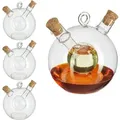 Produktbild: 4 X Essig- Und Ölspender, 2 In 1, Ölflasche Mit Korken, 375 Ml Und 50 Ml, Essig Und Öl In Einem, Aus Glas, Transparent