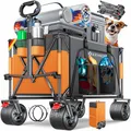 Produktbild: KESSER® Bollerwagen GTR9000 Handwagen 200Kg | 300L Stauraum Transportwagen faltbar extra breite 360° Räder & Feststell-Bremsen Wetterbeständig Strandwagen inkl Abdeckung Seitentasche & Getränkehalter