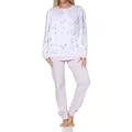Produktbild: Normann Pyjama Damen fraulicher Langarm Schlafanzug mit Bündchen im klassischen Look lila 52/54
