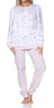 Produktbild: Normann Damen fraulicher Langarm Schlafanzug Pyjama mit Bündchen in Klassischer Optik, Farbe:Flieder, Größe:52/54