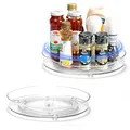 Produktbild: LUZOON 2 Stück Kühlschrank Organizer, Schrank Organizer Küchen Lazy Susan 360° Drehbarer Gewürzhalter – Transparent(27cm+23cm)