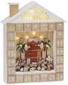 Produktbild: BRUBAKER befüllbarer Adventskalender Weihnachtskalender zum Befüllen - Bibelgeschichte mit LED Beleuchtung, Holz Kalender Weihnachten Krippe - 31,5 cm