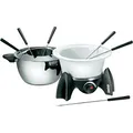 Produktbild: UNOLD 48615 Fondue-Set - Elektro Fondue, Wechseltopf (Edelstahl/Keramik), Fleischfondue/Asiatisch, Schokofondue, Käsefondue, Kochplatte, mit Zubehör, für 6 Personen, Schwarz/Silber