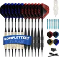 Produktbild: DartPro Dartpfeile mit Kunststoffspitze – 12 Dartpfeile für elektronische Dartscheibe [18g] – Softdarts Set inkl. 6 Alu Dart Schaft + 21 Dart Flights
