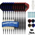 Produktbild: DartPro Dartpfeile mit Kunststoffspitze – 12 Dartpfeile für elektronische Dartscheibe [18g] – Softdarts Set inkl. 6 Alu Dart Schaft + 21 Dart ...