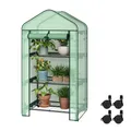 Produktbild: WOLTU Gewächshaus mit Rollen, Foliengewächshaus mit 4 Regalen, halbtransparentes Tomatengewächshaus mit aufrollbarer Tür, Winterschutz für Pflanzen, für Balkon Terrasse Garten, 70x50x131 cm, Grün