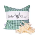 Produktbild: SHD Zirbenkissen Dekokissen mit Zirbenholz Alpen 100% Baumwollekariert, Decorative, natürlich duftend, Hirschprint Vichy Geschenk Frauen (Grün Kariert, 30 x 30 cm)