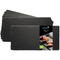 Produktbild: eGenuss Schieferplatten 6er-Set – Servierplatten aus Naturschiefer, schwarze Dessertteller & Sushi-Teller Gastronomie Catering – rechteckig 30x15 cm