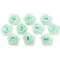 Produktbild: Creativery Satinrosen 3cm 10 Stück Stoffblumen zum Basteln Dekorieren Hochzeit Geschenkverpackung Blütendeko Tischdeko Handarbeit Stoffrosen Deko Blumen Mint