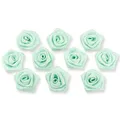 Produktbild: Creativery Satinrosen 3cm 10 Stück zum Basteln Dekorieren Verzieren - Farbauswahl - kleine Deko Rosen aus Stoff - Hochzeit Tischdeko Geschenkverpackung Scrapbooking Handarbeit Blüten Dekoideen Mint