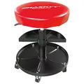 Produktbild: HASKYY Höhenverstellbar Werkstattstuhl Werkstatthocker Werkstattsitz Arbeits-Hocker-Stuhl-Sitz ROT mit 5 Rollen | ca. ø 40cm | 2 Ablagen | 430-580mm