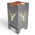Produktbild: MOCAVI Feuertonne Hirsch 73 cm | 3 mm Stahl Feuerschale Feuerkorb massiv robust sicher Design-Brenntonne für Garten und Terrasse groß eckig hohe Feuerstelle Outdoor hitzefest Feuersäule Feuerfass