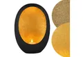 Produktbild: Marrakesch Orient & Mediterran Interior Teelichthalter Calista Teelichthalter schwarz gold oval H 20cm, Boho Vintage Deko (1 St), Handarbeit
