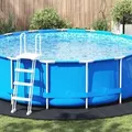 Produktbild: vidaXL Runde Poolabdeckung Schwarz Kunststoff Ø 458 cm Poolabdeckung