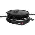 Produktbild: Raclette Für 6 Personen Tischgrill, Grillplatte Ø29cm, 3 Crêpeflächen 800 Watt