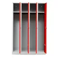 Produktbild: Gürkan Spind lichtgrau, feuerrot 105038, 4 Schließfächer 117,0 x 50,0 x 180,0 cm