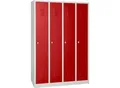 Produktbild: Kleiderspind, 4 Türen, B 1170 x H 1800 mm, Drehriegelverschluss, lichtgrau/feuerrot