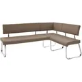 Produktbild: Livetastic Eckbank, Edelstahl, Cappuccino, Metall, Leder, Echtleder, Rindleder, seitenverkehrt montierbar, L-Form, 200x150 cm, mit Rückenlehne, Esszimmer, Bänke, Eckbänke